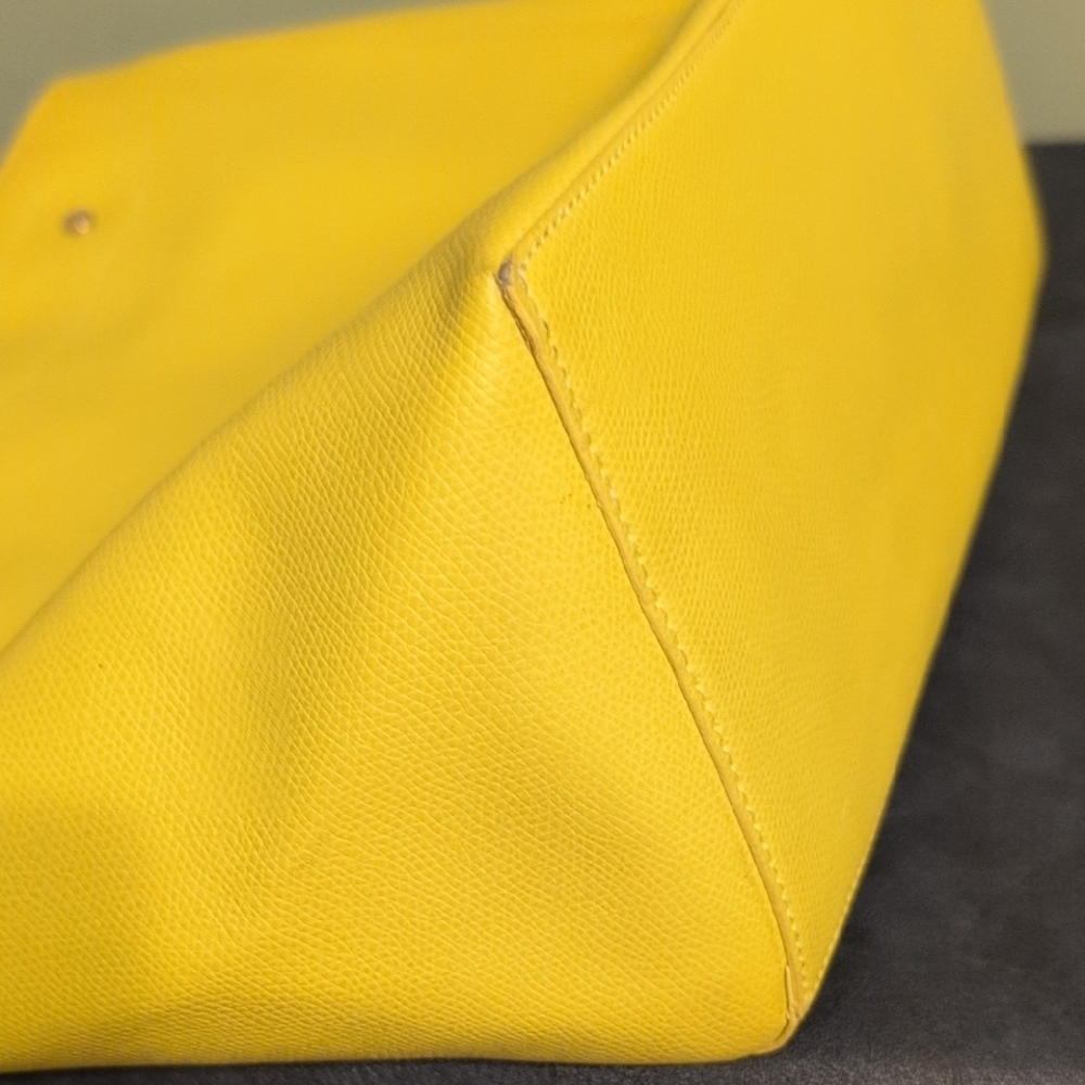 Furla Vibrant Yellow Tote Bag 17 x 11 Leather Clean Beautiful - Picture 4 of 16